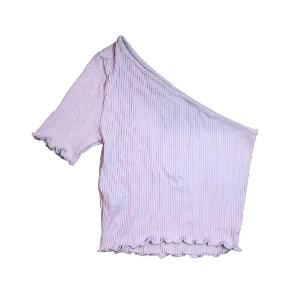 ASOS Design Off the Shoulder Lettuce Edge Top | Lilac | Size 02